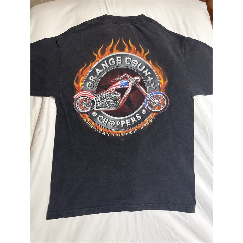 Vintage Y2K Orange County Choppers American Custom Steel Biker Shirt Large Black
